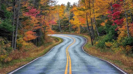 Obraz premium Scenic Autumn Road Under Open Sky