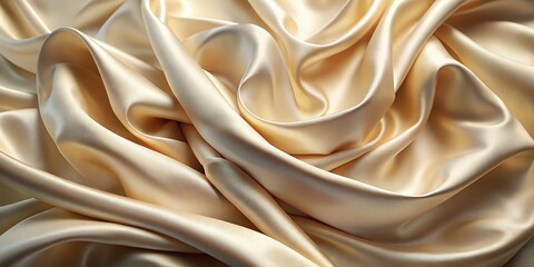 Obraz premium Luxurious Cream Satin Fabric Closeup - Smooth Flowing Texture and Warm Tone for Elegant Design