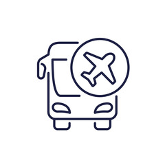 bus transfer to airport icon, shuttle line vector design
