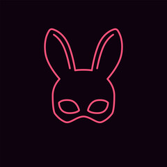rabbit mask, sex shop icon, line design