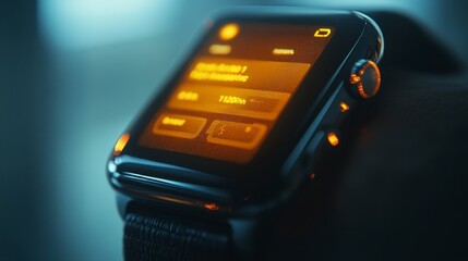 Obraz premium Smartwatch Displaying Heart Rate Data on Screen