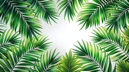 Fototapeta premium tropical palm leaves floral pattern background tilted angle