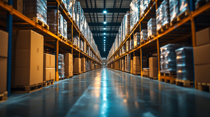Fototapeta premium Industrial Warehouse with Modern Lighting Design