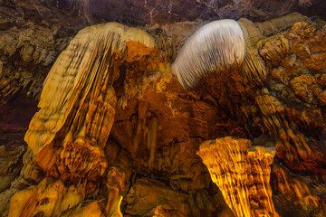 Phra That Cave, Beautiful  cave in Erawan national park, Kanchanaburi province, Thailand.