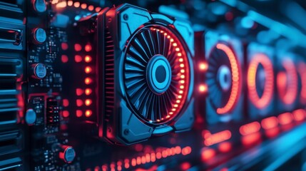 Closeup of a Graphics Cards Cooling Fan
