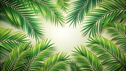 Tropical palm leaves pattern on tilted angle background