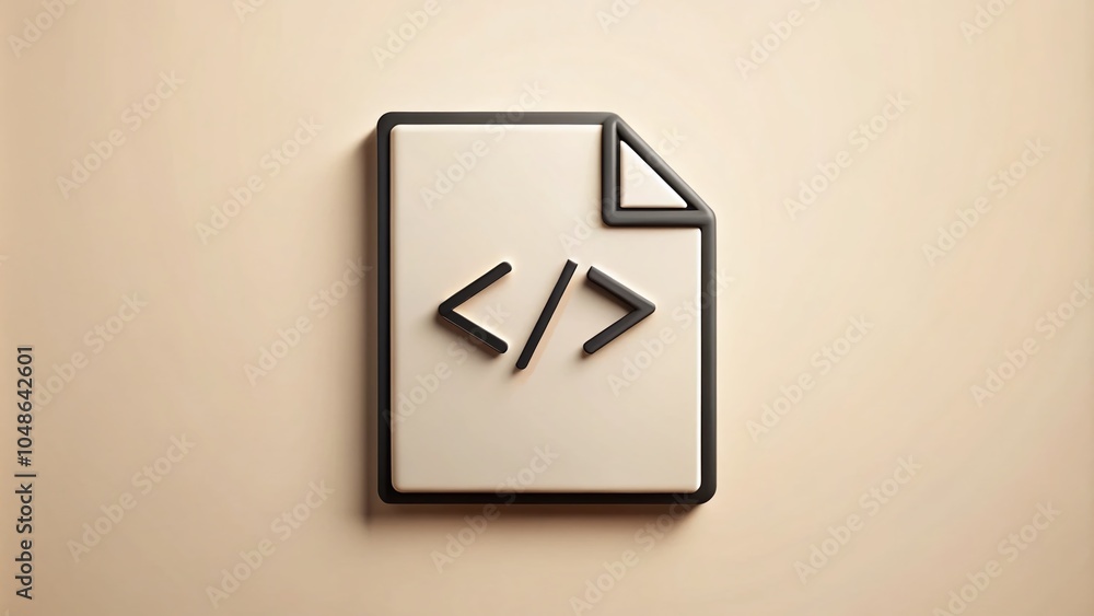 Poster Minimalist IHTML File Format Design with Black Outline and Soft Text for Modern Web Aesthetics