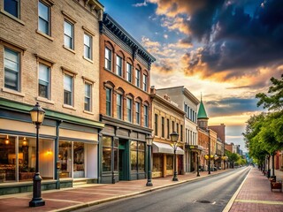 Fototapeta premium Minimalist Market Street Downtown Harrisonburg Virginia Urban Photography