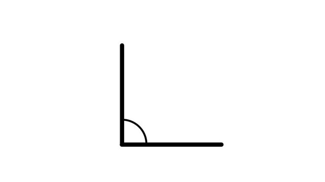 90 degree angle. Icon of 90 degree. Acute angle 4k animated