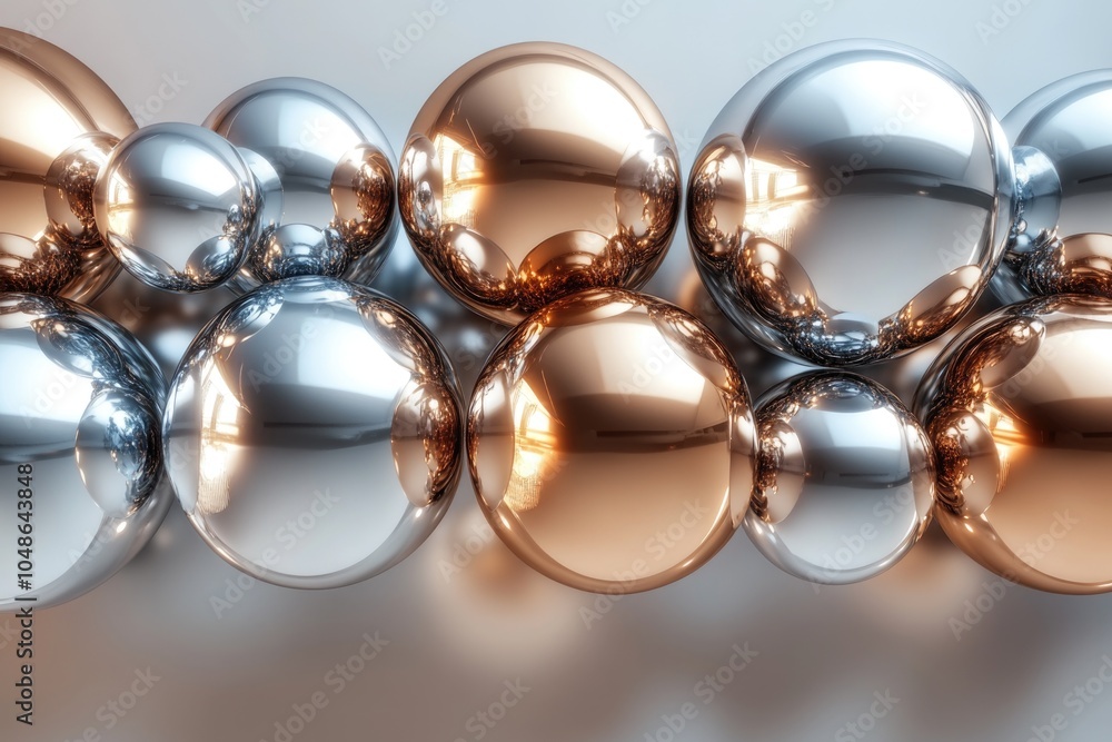 Poster contrasting metallic tones transitioning smoothly from bronze to platinum with abstract geometric fo