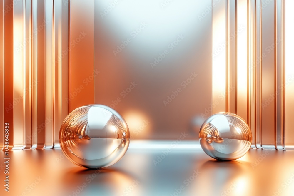 Poster elegant metallic gradient transitioning from bronze to platinum, featuring contrasting shapes and lu