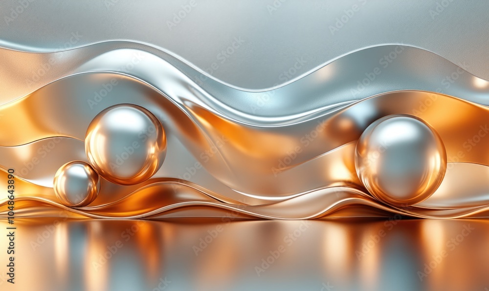 Poster soft metallic gradient featuring smooth transitions from bronze to platinum, with contrasting geomet