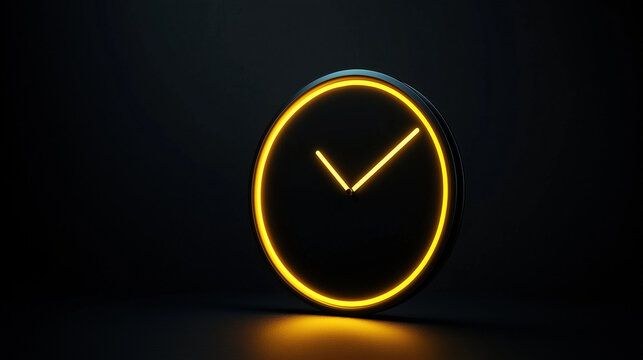 Sleek Minimalism Glowing Clock on Dark Background
