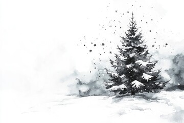christmas tree in snow