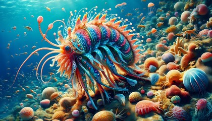 Obraz premium Vibrant Underwater Scene with Colorful Marine Life 