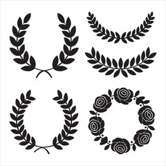 Obraz premium set of vector Wreaths silhouette, christmas