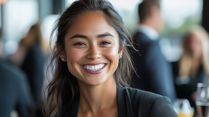 Confident Professional Smiling During a Networking Event