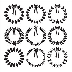 Fototapeta premium set of vector Wreaths silhouette, christmas