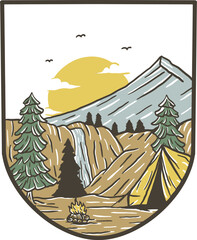 illustration outdoor camping mountain nature