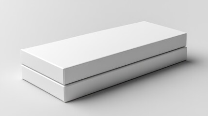Fototapeta premium 3D mockup of a sleek rectangular product packaging box, clean white surface, and ample space for logo, with transparent background.