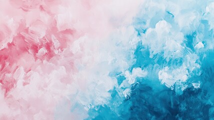 Fototapeta premium A vibrant abstract painting featuring a blend of pink and blue hues, creating a soft, dreamy atmosphere.
