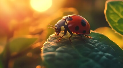 Fototapeta premium Ladybug's intricate elytra patterns displayed in captivating macro photography.