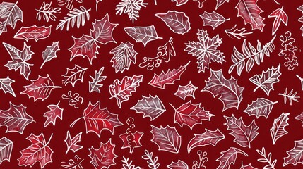 a Christmas pattern on a dark red background