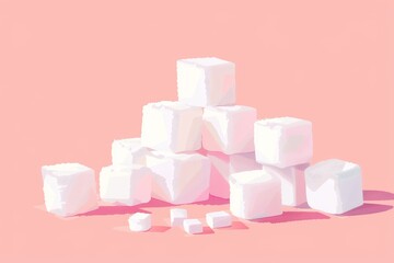 Pastel sugar cubes on pink background - minimalist food photography