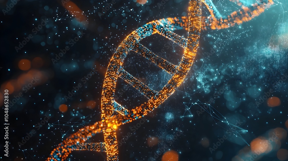 Poster digital dna double helix representing bioinformatics and future technology