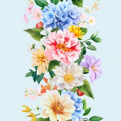 Soft Petals and Green Leaves in a Charming Garden Pattern