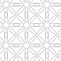 Abstract geometric pattern with crosses, stripes, lines. Seamless vector background. White and black ornament. Modern reticulated graphic design.