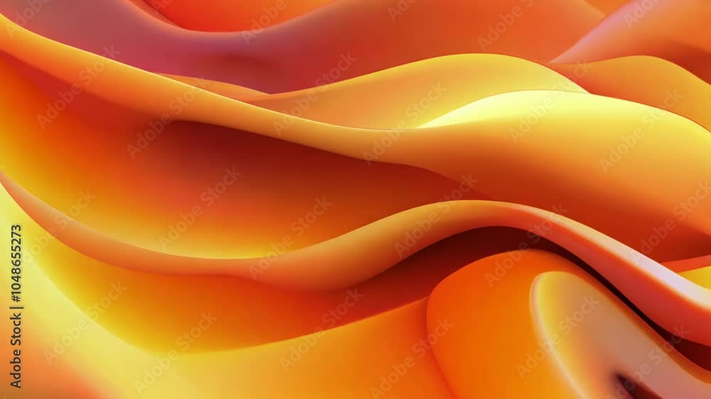 Poster a long orange fabric with a wave pattern is shown in the image. the fabric is so long that it extend