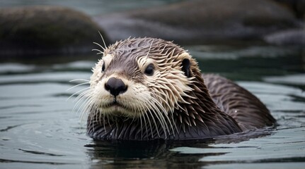 Obraz premium A happy and free sea ​​otter on is habitat 