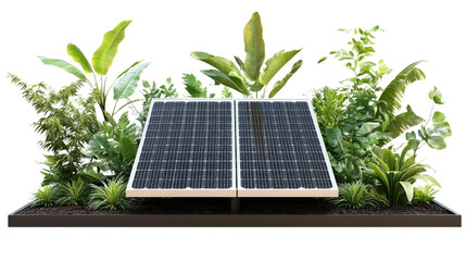 Fototapeta premium A vibrant scene of solar panels on lush green grass under a bright blue sky, showcasing renewable energy and a clean environment