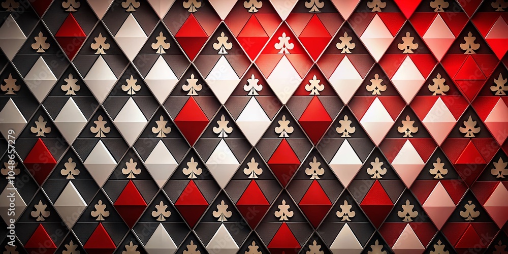 Poster playing card suits silhouette pattern in triangle style for decorative backgrounds