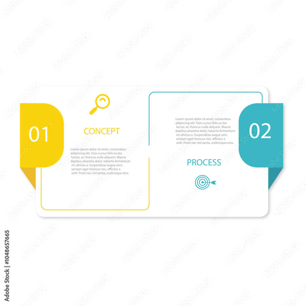 Wall mural simple template vector infographic with 2 step line can be used for workflow, business