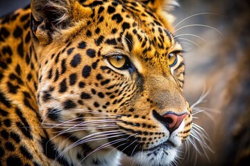 Realistic Leopard Texture on Gray Background for Nature Lovers and Animal Enthusiasts