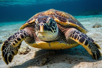 Obraz premium A happy and free sea turtle on is habitat 