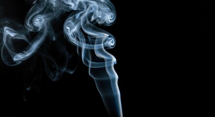 Abstract Smoke Swirls on Black Background