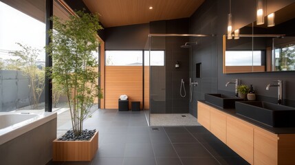 Modern Bathroom Design with Shower Bathtub and Sink