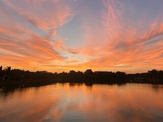 sunset over the river