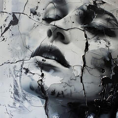 Broken picture of a young woman.