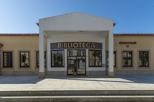 Library in Portugal "Biblioteca" Aguiar da Beira, Portugal. 18 July 2024. 