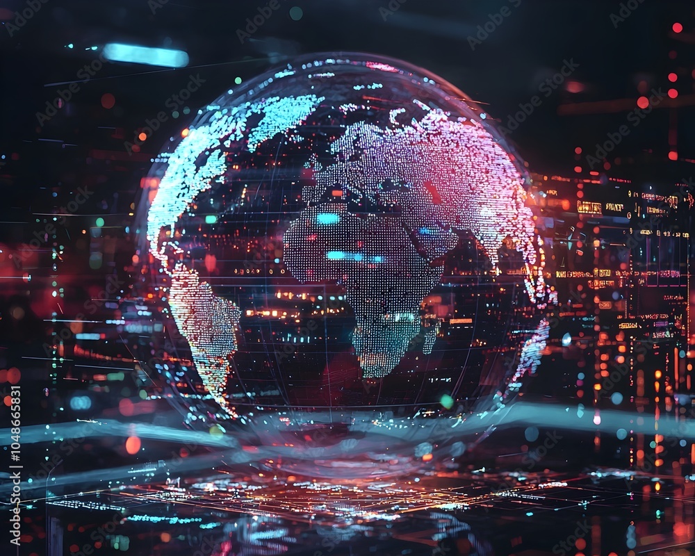 Aufkleber interactive holographic globe displaying real time travel data and ai powered travel planning
