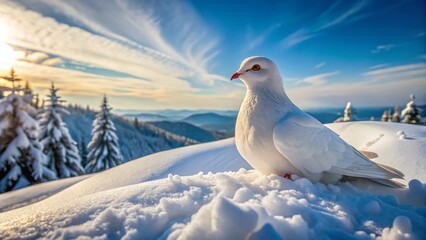 Serene Drone Photography of a Dove in the Snow with Shadow Play - Captivating Winter Scene