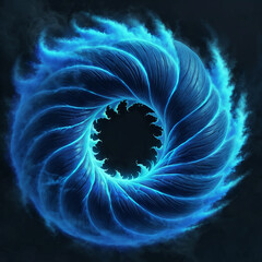A swirling vortex of blue glowing light, with a textured, wavy surface, forming a circle with a black center.