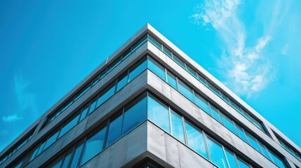 Obraz premium Modern Office Building Corner with Blue Sky and Clouds