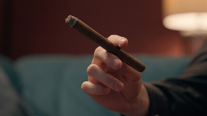 Close up unknown successful Caucasian man guy unrecognizable rich businessman male hand holding...