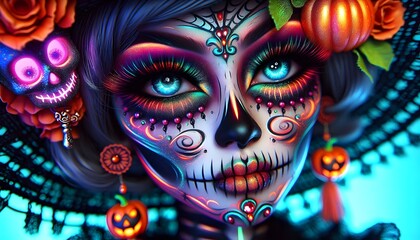 Naklejka premium Halloween: Flores del Inframundo