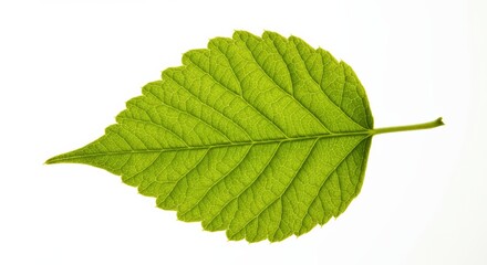 Fototapeta premium Green Leaf with Veins on White Background